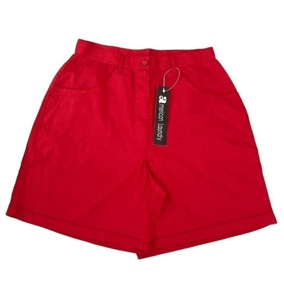 NWT vintage dead stock red 100% cotton high waisted shorts with eyelet details - Picture 1 of 11